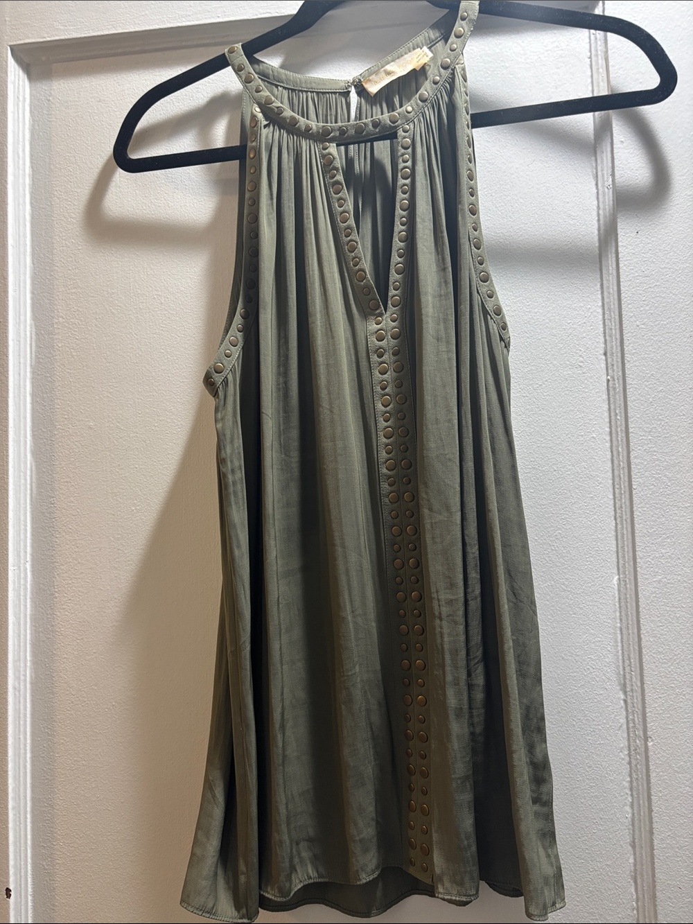 Ramy Brook Olive Stud-Trim Halter Tank